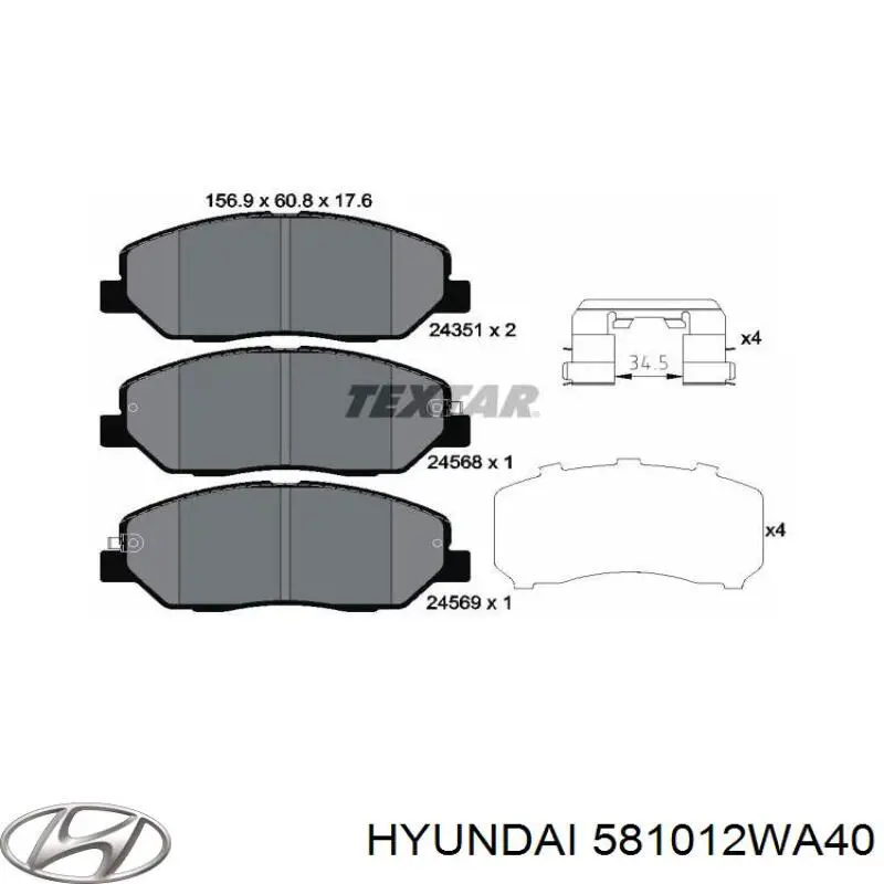 Передні тормозні колодки 581012WA40 Hyundai/Kia