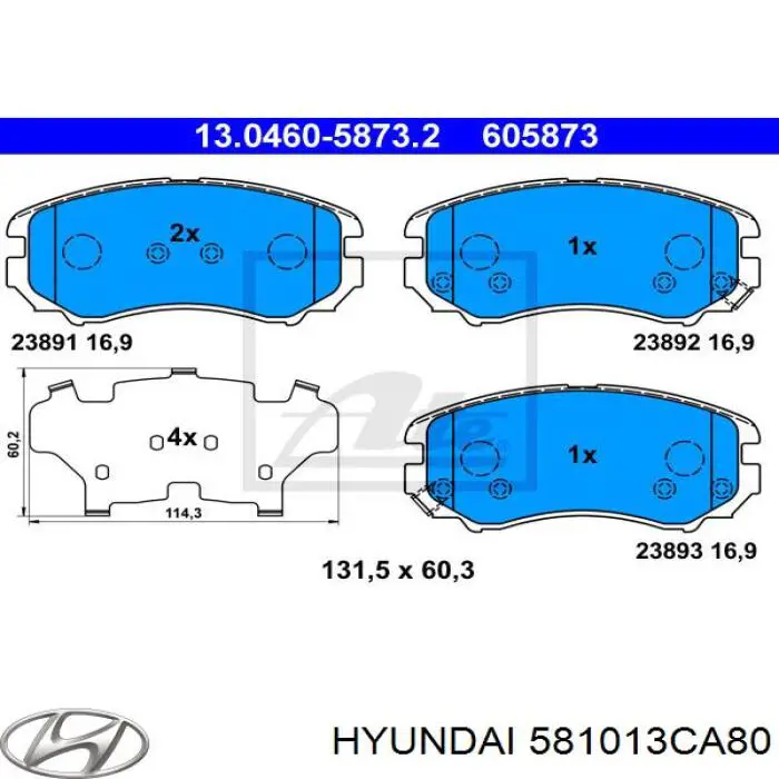 Передні тормозні колодки 581013CA80 Hyundai/Kia