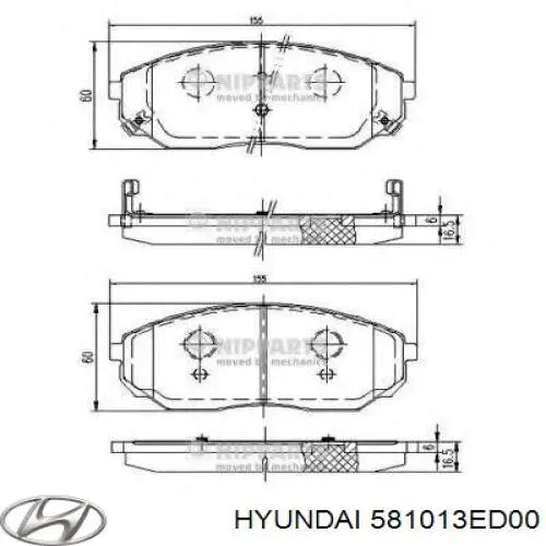 Передні тормозні колодки 581013ED00 Hyundai/Kia