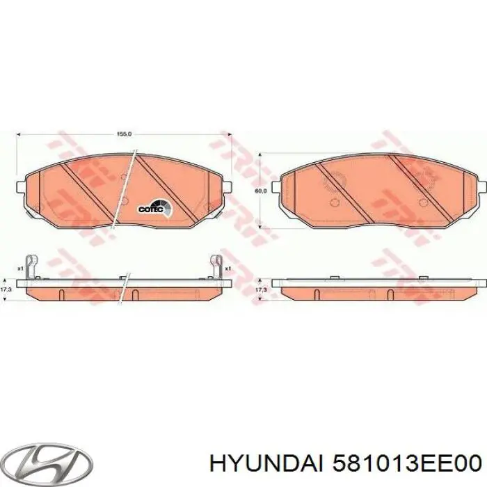 581013EE00 Hyundai/Kia Передні гальмівні колодки