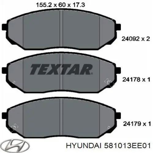 Гальмівні колодки Hyundai/Kia 581013EE01 ціна, від 29.28 USD