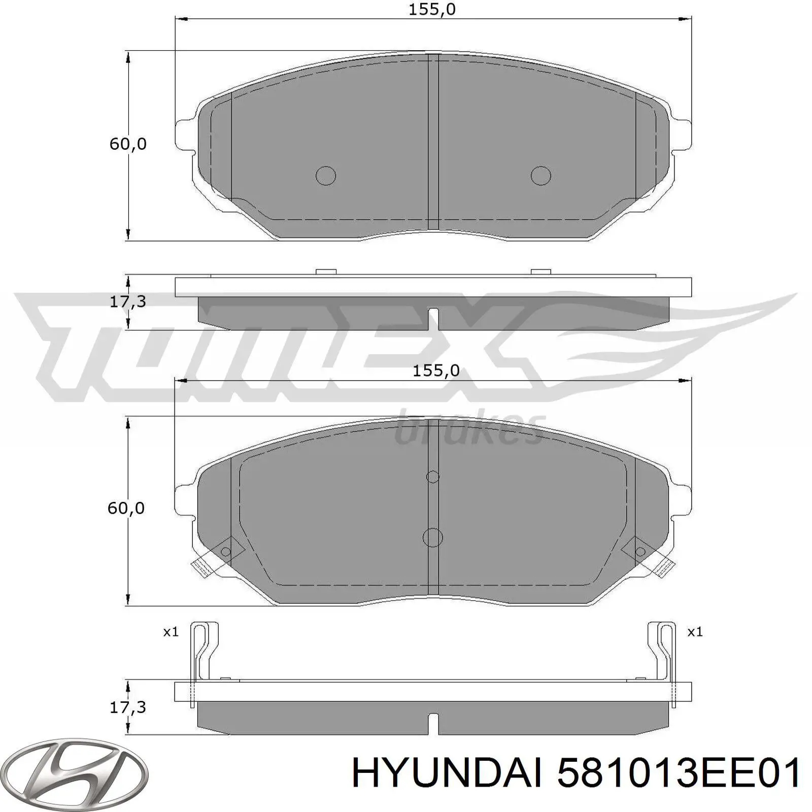 Тормозні колодки Hyundai/Kia 581013EE01
