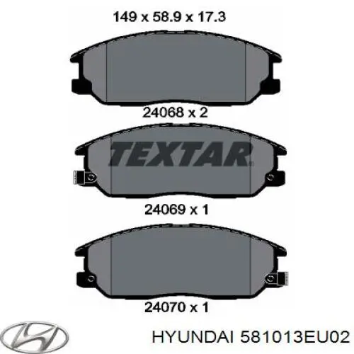 Колодки гальмівні передні, дискові 581013EU02 Hyundai/Kia