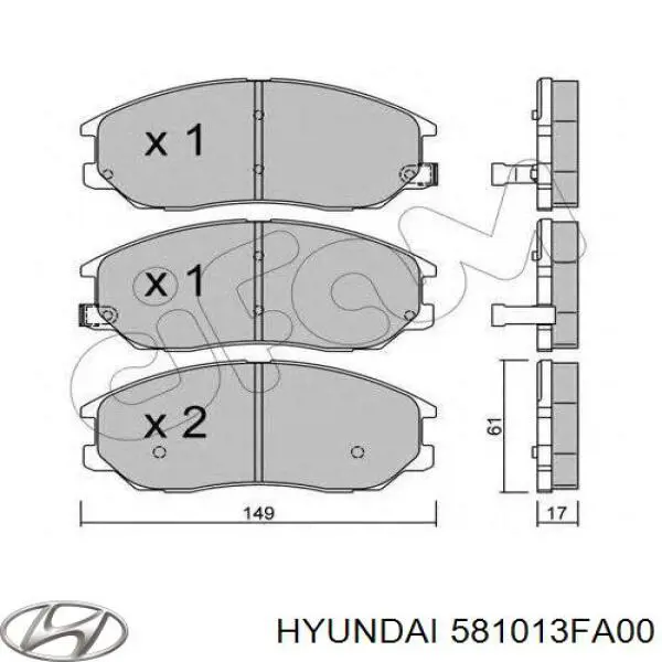 Купити 581013FA00 Hyundai/Kia Колодки гальмівні передні, дискові