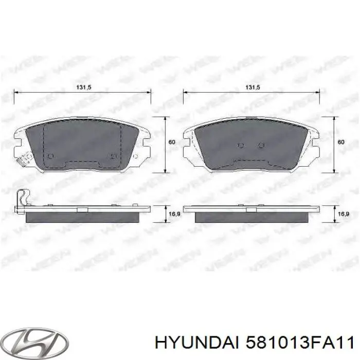 Гальмівні колодки Hyundai/Kia 581013FA11 ціна, від 20.20 USD