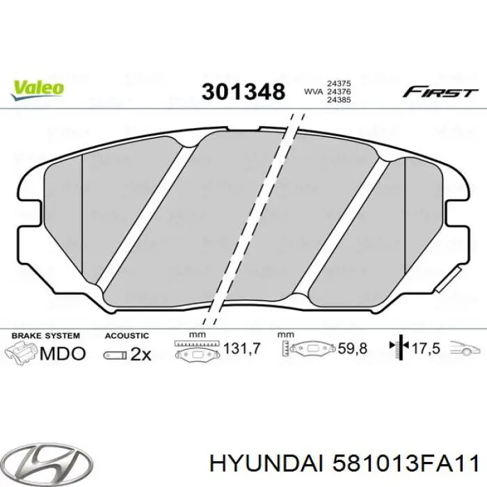 Купити 581013FA11 Hyundai/Kia Колодки гальмівні передні, дискові