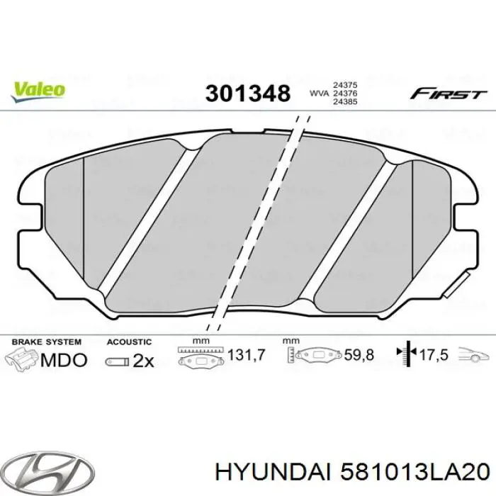 Гальмівні колодки Hyundai/Kia 581013LA20 ціна, від 16.40 USD