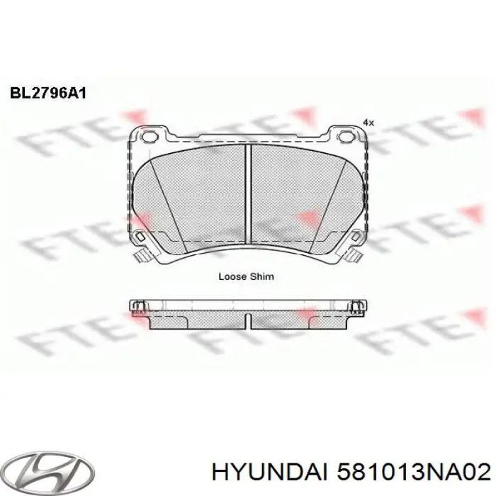 581013NA02 Hyundai/Kia колодки гальмівні передні, дискові