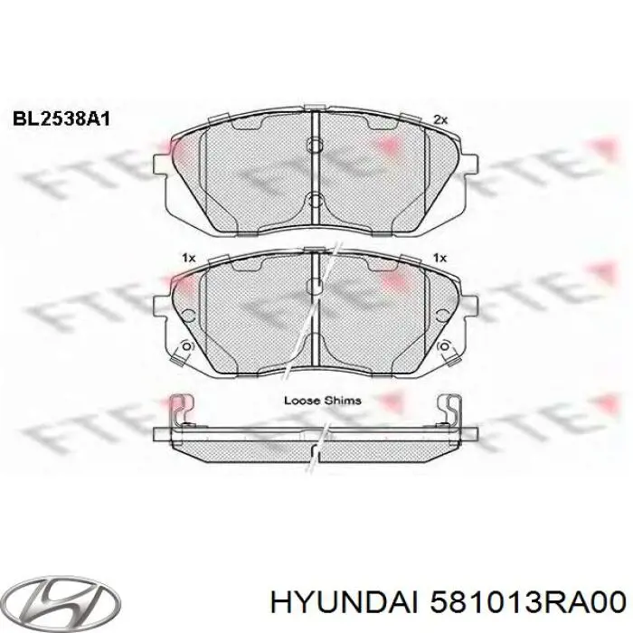 Колодки гальмівні передні, дискові 581013RA00 Hyundai/Kia