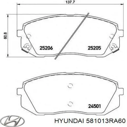 581013RA60 Hyundai/Kia Передні гальмівні колодки