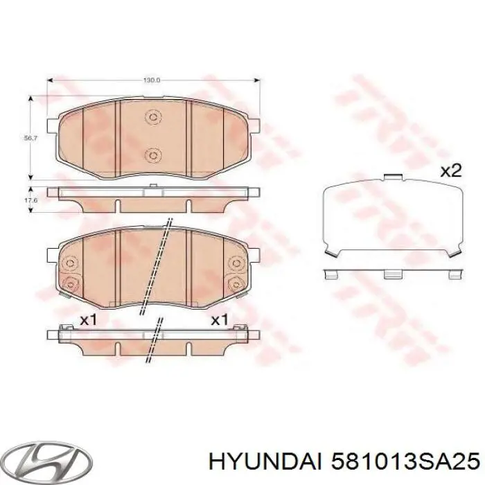 581013SA25 Hyundai/Kia Передні гальмівні колодки