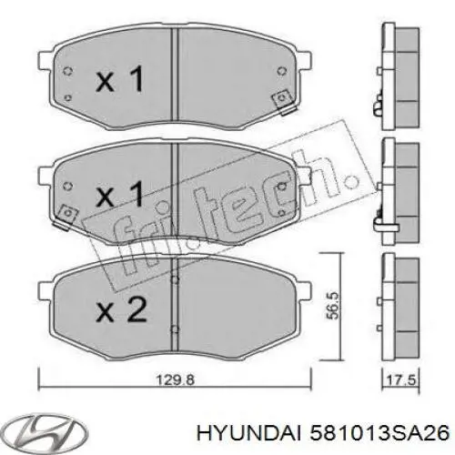 581013SA26 Hyundai/Kia колодки гальмівні передні, дискові