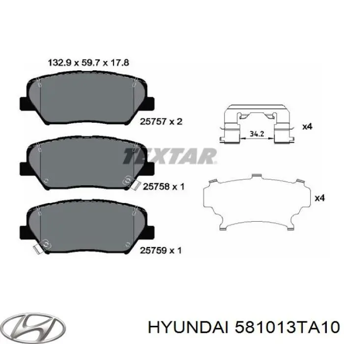 Колодки гальмівні передні, дискові 581013TA10 Hyundai/Kia