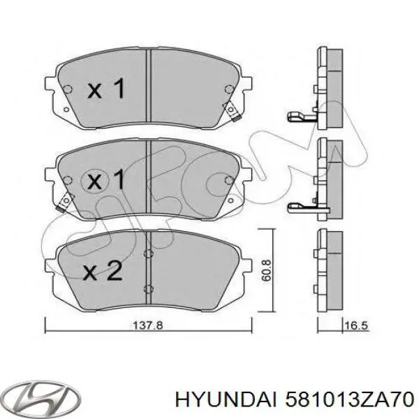 Тормозні колодки Hyundai/Kia 581013ZA70