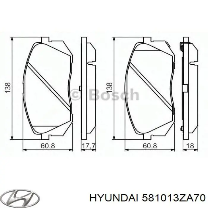 Передні тормозні колодки 581013ZA70 Hyundai/Kia
