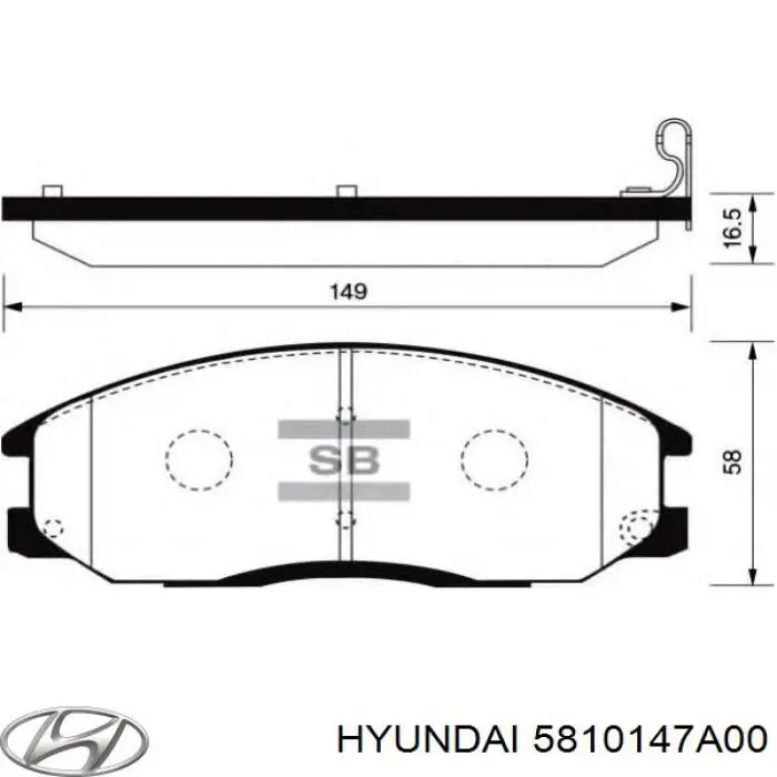 5810147A00 Hyundai/Kia колодки гальмівні передні, дискові