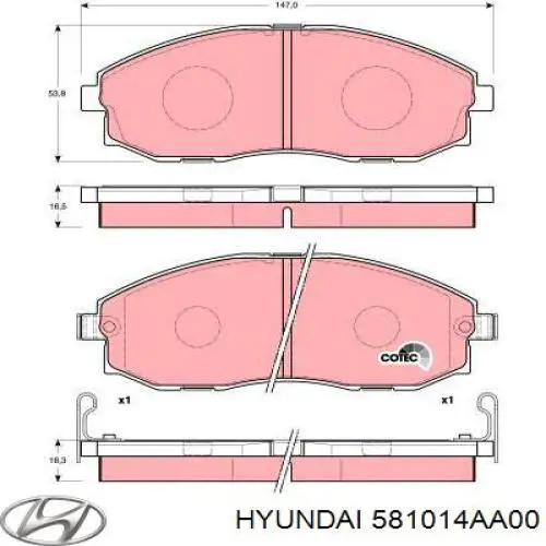 Купити 581014AA00 Hyundai/Kia Колодки гальмівні передні, дискові