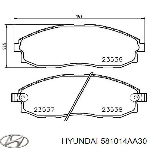 Купити 581014AA30 Hyundai/Kia Колодки гальмівні передні, дискові