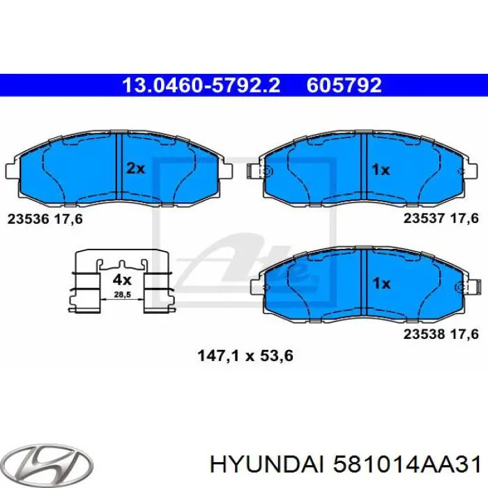 Купити 581014AA31 Hyundai/Kia Колодки гальмівні передні, дискові
