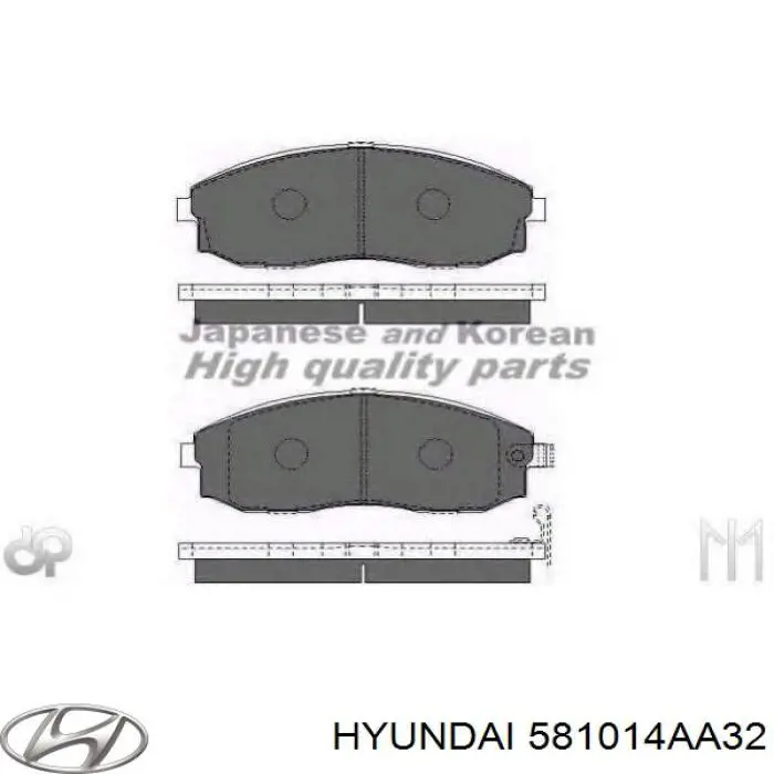 581014AA32 Hyundai/Kia колодки гальмівні передні, дискові