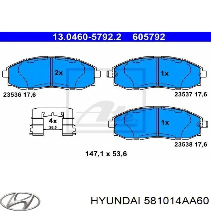 581014AA60 Hyundai/Kia колодки гальмівні передні, дискові