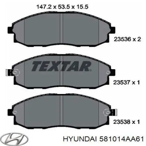 Гальмівні колодки Hyundai/Kia 581014AA61 ціна, від 18.47 USD