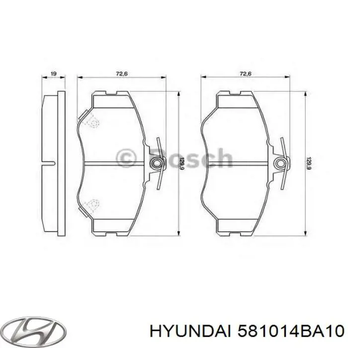 Колодки гальмівні передні, дискові 581014BA10 Hyundai/Kia