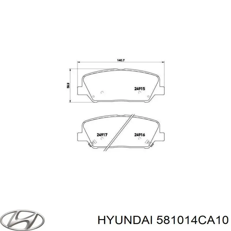 Купити 581014CA10 Hyundai/Kia Колодки гальмівні передні, дискові