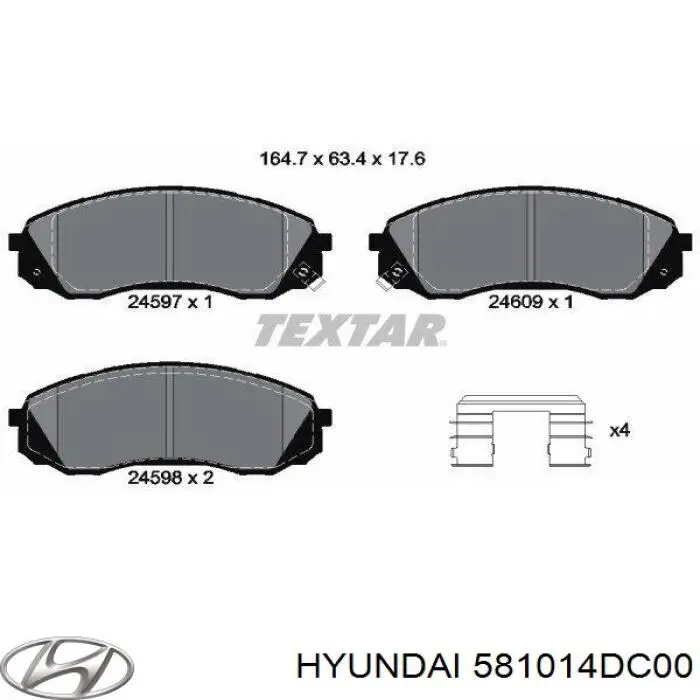 Гальмівні колодки Hyundai/Kia 581014DC00 ціна, від 31.85 USD