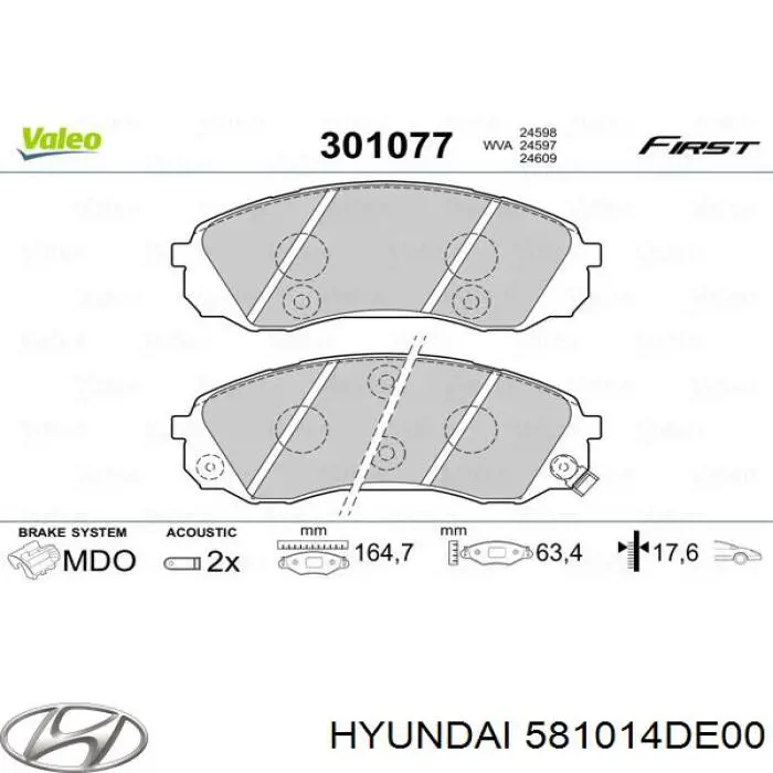Гальмівні колодки Hyundai/Kia 581014DE00 ціна, від 29.85 USD