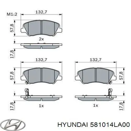 Купити 581014LA00 Hyundai/Kia Колодки гальмівні передні, дискові