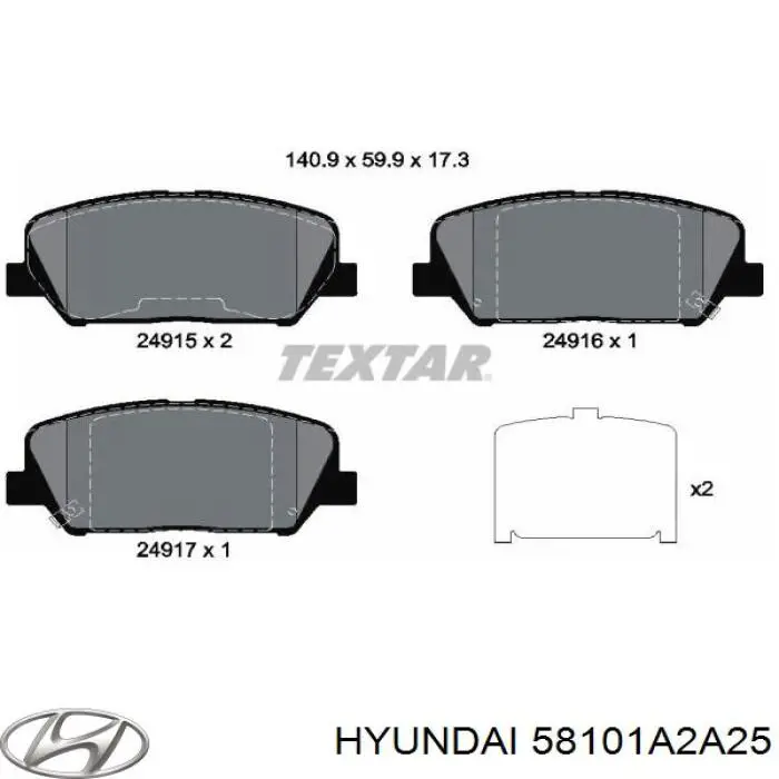 Купити 58101A2A25 Hyundai/Kia Колодки гальмівні передні, дискові