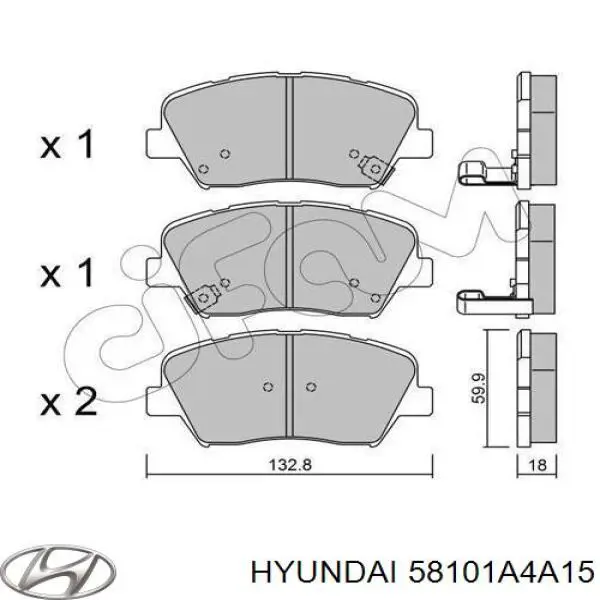 Передні тормозні колодки 58101A4A15 Hyundai/Kia
