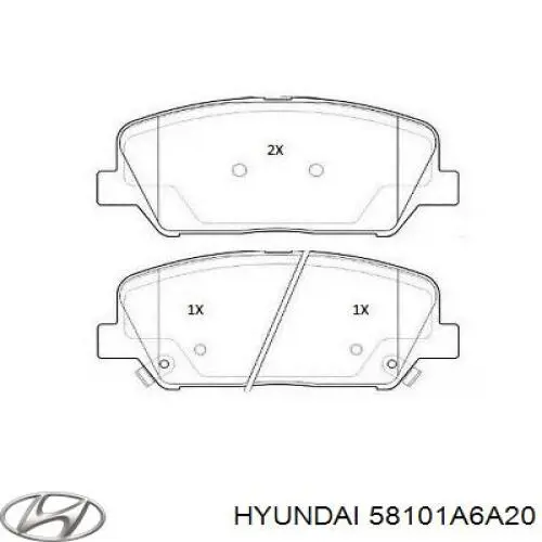 Купити 58101A6A20 Hyundai/Kia Колодки гальмівні передні, дискові