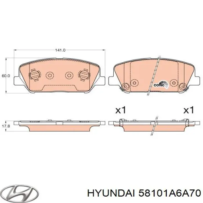Гальмівні колодки Hyundai/Kia 58101A6A70 ціна, від 17.79 USD