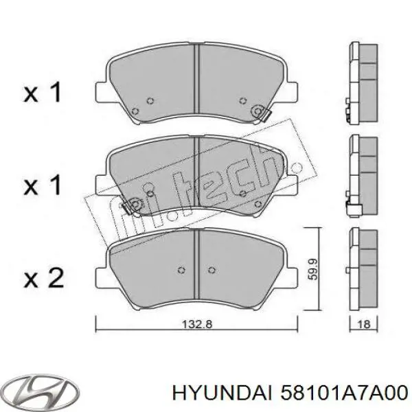 Передні тормозні колодки 58101A7A00 Hyundai/Kia