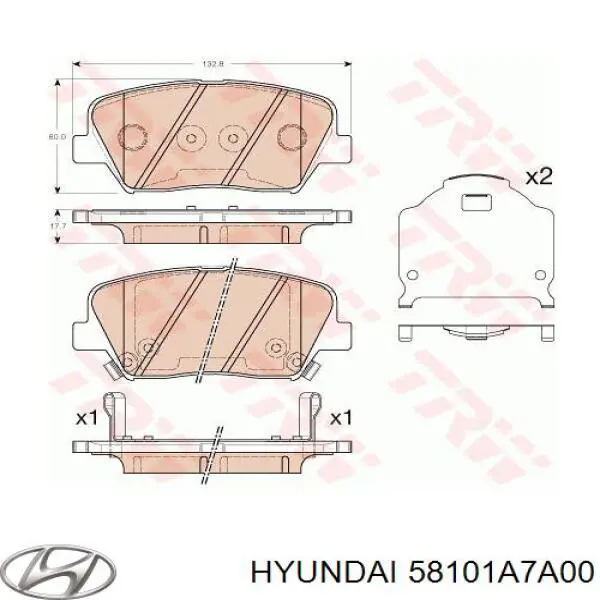 Купити 58101A7A00 Hyundai/Kia Колодки гальмівні передні, дискові