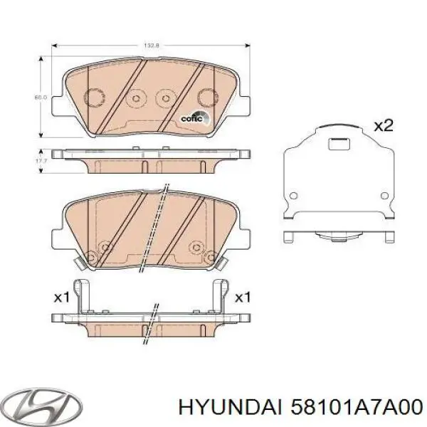Купити 58101A7A00 Hyundai/Kia Колодки гальмівні передні, дискові