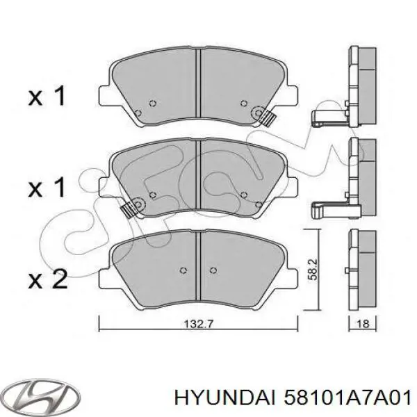 Передні тормозні колодки 58101A7A01 Hyundai/Kia
