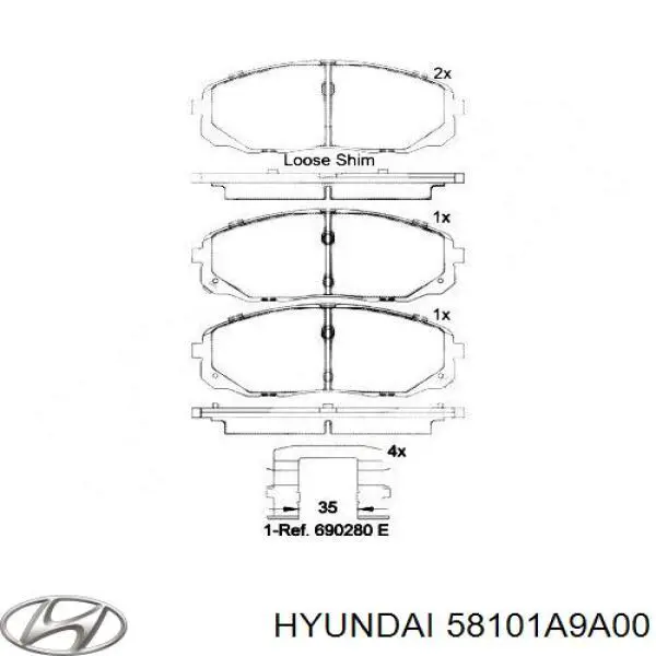 58101A9A00 Hyundai/Kia колодки гальмівні передні, дискові