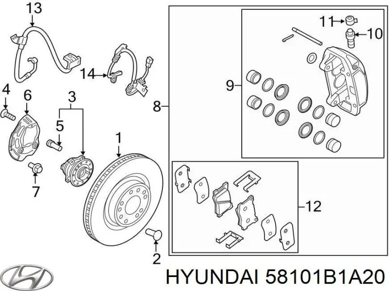 Гальмівні колодки Hyundai/Kia 58101B1A20 ціна, від 34.48 USD