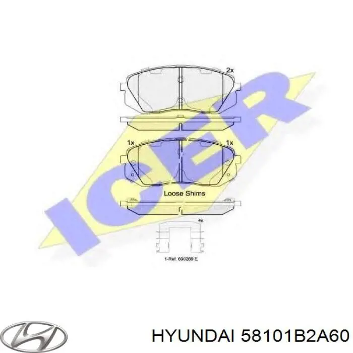 Колодки гальмівні передні, дискові 58101B2A60 Hyundai/Kia