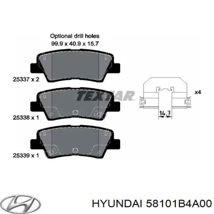 Гальмівні колодки Hyundai/Kia 58101B4A00 ціна, від 21.47 USD