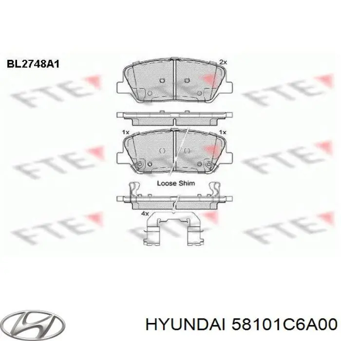 58101C6A00 Hyundai/Kia Передні гальмівні колодки