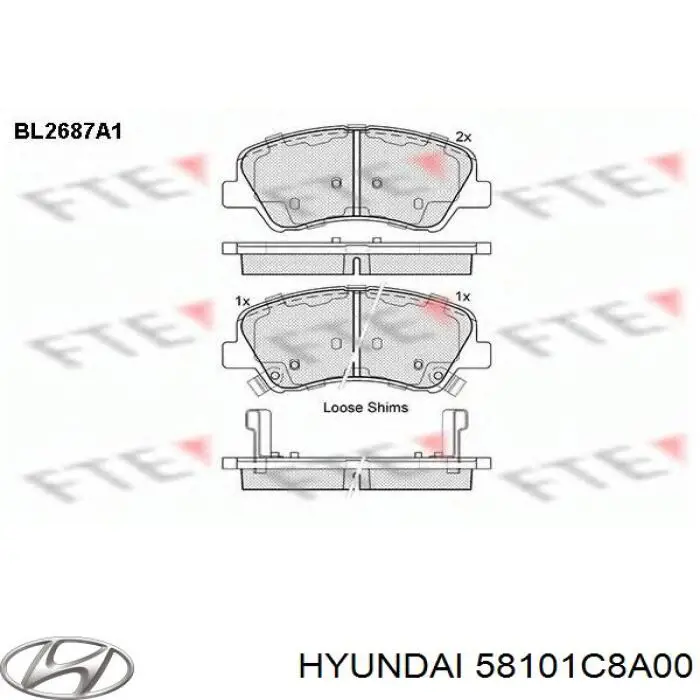 Колодки гальмівні передні, дискові 58101C8A00 Hyundai/Kia