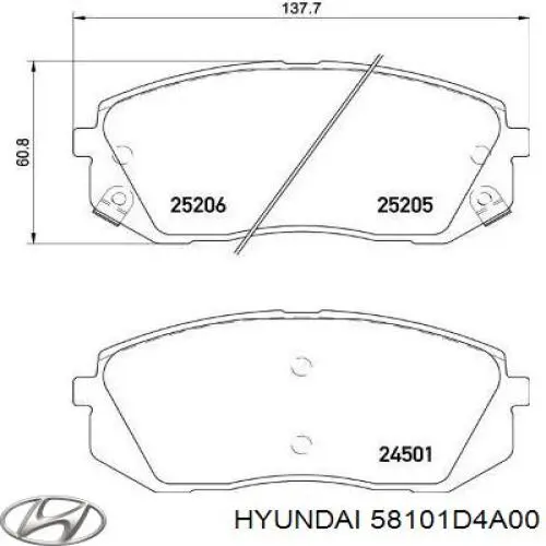 58101D4A00 Hyundai/Kia Передні гальмівні колодки