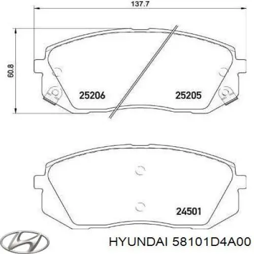 Гальмівні колодки Hyundai/Kia 58101D4A00 ціна, від 37.86 USD
