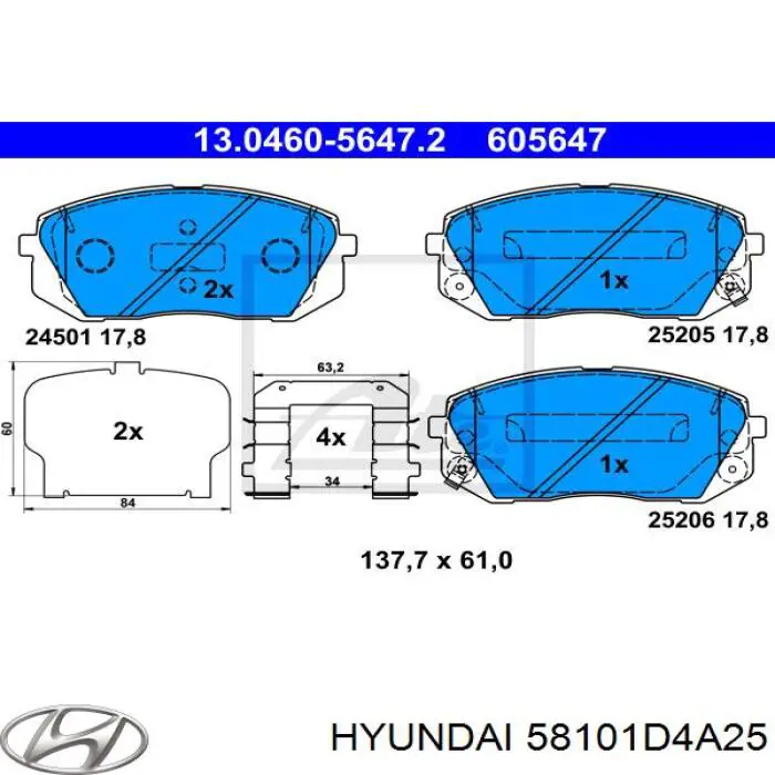 Тормозні колодки Hyundai/Kia 58101D4A25