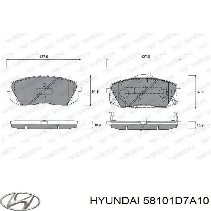 58101D7A10 Hyundai/Kia Передні гальмівні колодки
