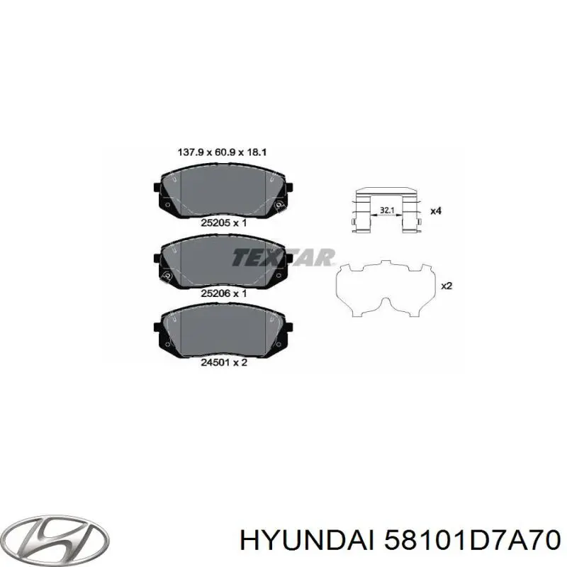 Купити 58101D7A70 Hyundai/Kia Колодки гальмівні передні, дискові